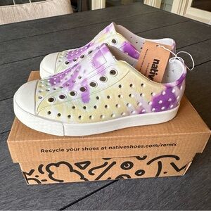 Native Purple Multi Tie Dye Sneakers Lightweight Slip-On